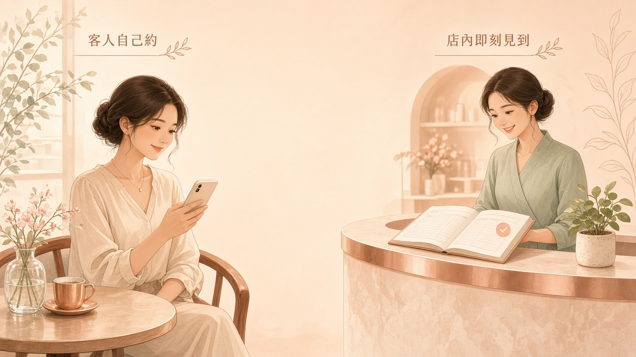 客人在手機自己預約，店內即刻見到